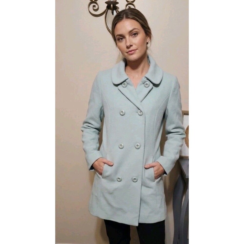 PAOLA Italian Lanificio Balli Wool Cashmere Mint Green Coat Jacket Sz M/L 38/40
